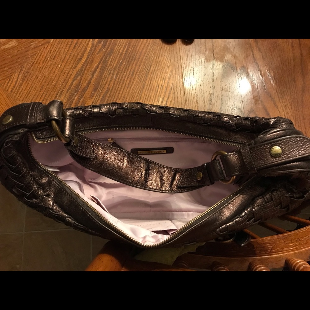 Pretty Purple Brass Weave Accented Crescent Shaped Bag! - Picture 6 of 16